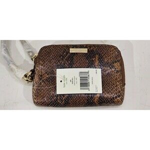 NWT Kate Spade Leather Wristlet Julia Kensington Snake Brown Clutch Large Wallet